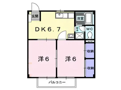 ミューズ松本 V(2DK/2階)の間取り写真