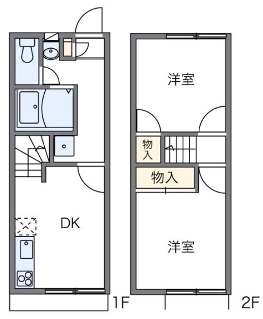 近鉄大阪線 恩智駅 徒歩7分 2階建 築23年(2DK/1階)の間取り写真