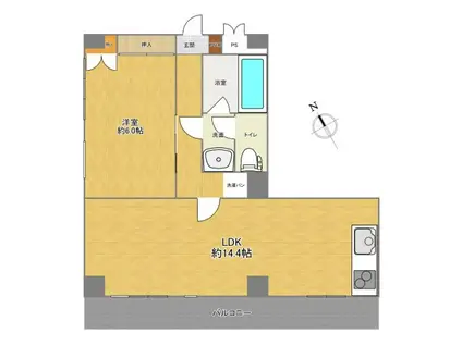 MIO梶ヶ谷(1LDK/2階)の間取り写真