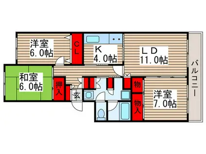 テレパレス船橋三咲B棟(3LDK/4階)の間取り写真