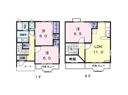 カーサモデルノ(3LDK/1階)の間取り写真