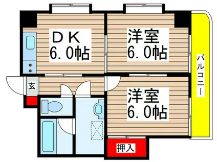 プリマベーラ船橋(2DK/2階)の間取り写真