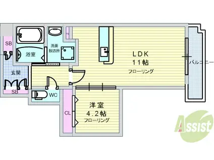 スローハス コート(1LDK/1階)の間取り写真