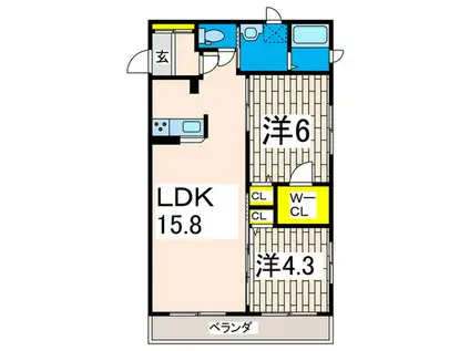 DOWN TOWN(2LDK/3階)の間取り写真