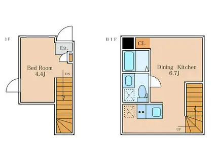 CONTEL SANGENJAYA(1DK/B1階)の間取り写真