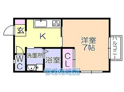 ロワールハイツII(1K/2階)の間取り写真