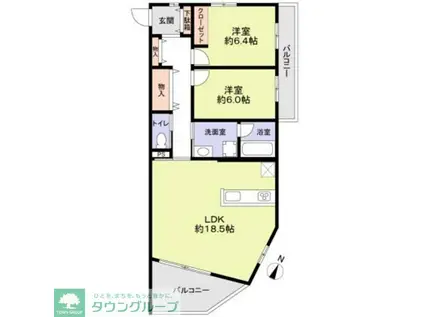 THE TAKASUNA KULTURCE(2LDK/3階)の間取り写真