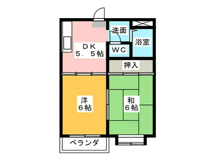 ジュネスみずたにC(2DK/1階)の間取り写真