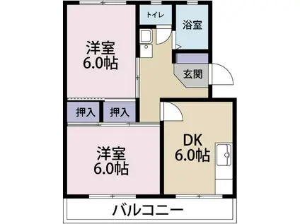 セントポーリアA(2DK/3階)の間取り写真