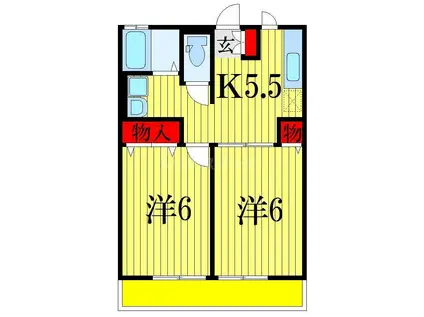 メゾンダジュール8番館(2DK/1階)の間取り写真