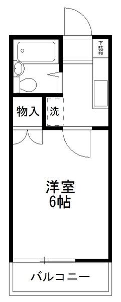 サンヒルズA棟(1K/2階)の間取り写真