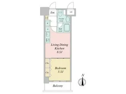 プラウランド堀田(1LDK/7階)の間取り写真