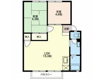 サンビレッジ赤羽AB(2LDK/2階)の間取り写真