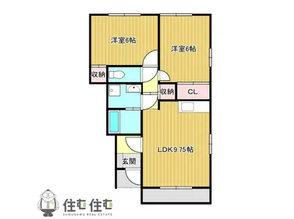 ジュネス御岳(2LDK/1階)の間取り写真