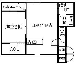 レオクルール美瑛(1LDK/1階)の間取り写真