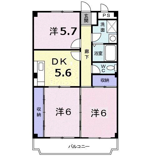 シャルマンK&L(3DK/2階)の間取り写真