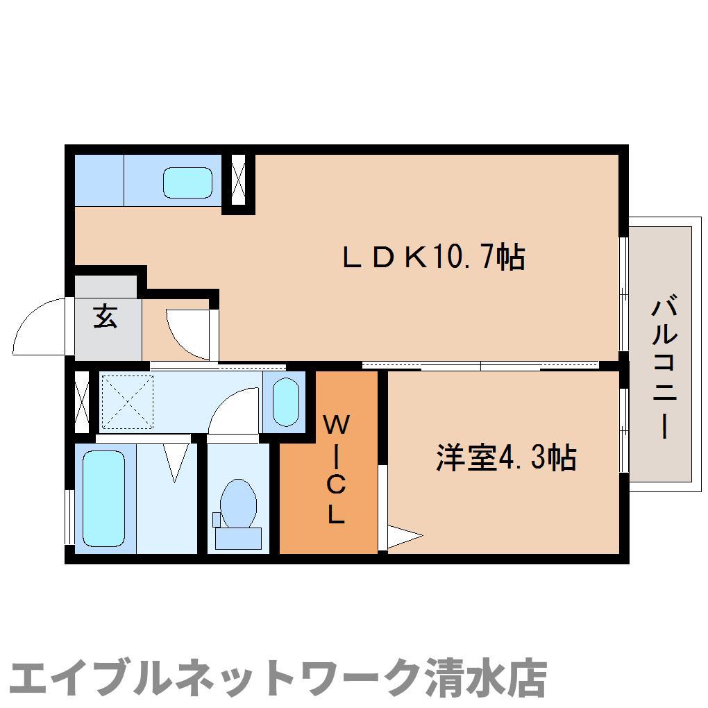 グリーンハイツ八坂(1LDK/1階)の間取り写真