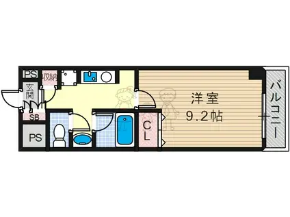 アリヴィオ夕陽ヶ丘(1K/11階)の間取り写真