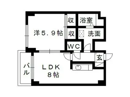 シャンツェ富塚(1LDK/3階)の間取り写真