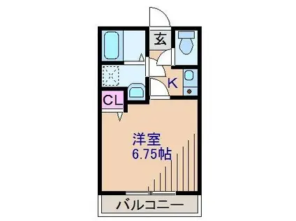 WOOD BELL V(1K/1階)の間取り写真