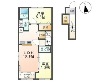 PASTEL LILY(2LDK/2階)の間取り写真