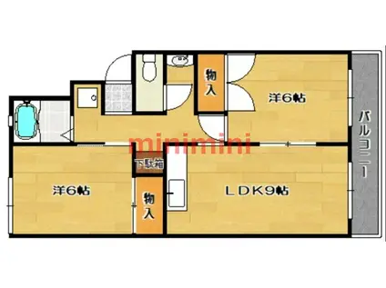 プレミール辻子(2LDK/2階)の間取り写真