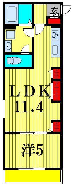 リブリ・南柏II(1LDK/1階)の間取り写真