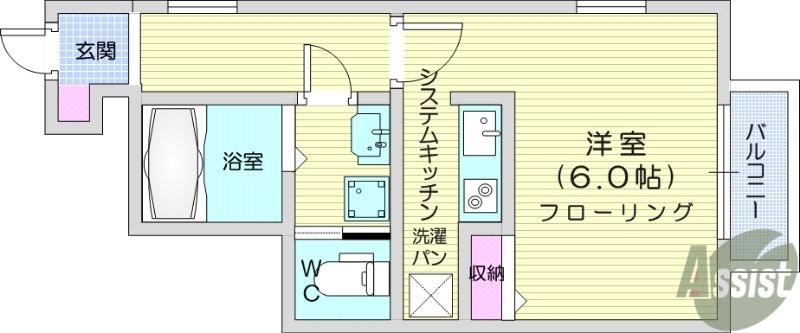 LEPROTTO1(ワンルーム/1階)の間取り写真