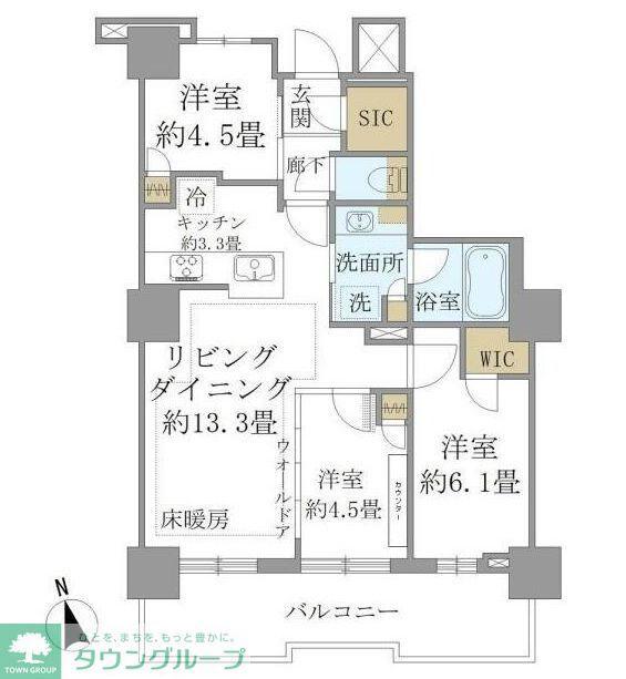 BRILLIA TOWER 聖蹟桜ヶ丘 BLOOMING RESIDE(3LDK/27階)の間取り写真