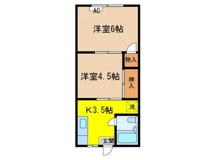 グリーンパレス(2K/2階)の間取り写真