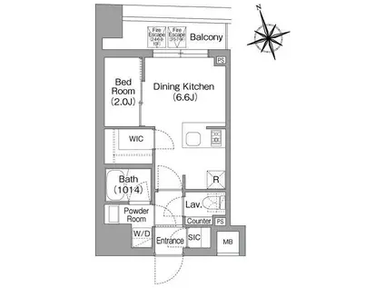 コンフォリア・リヴ八丁堀(1DK/5階)の間取り写真