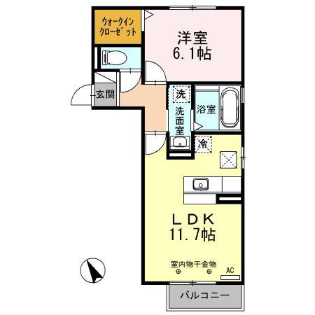 MAISON・DE・CHANCE(1LDK/1階)の間取り写真