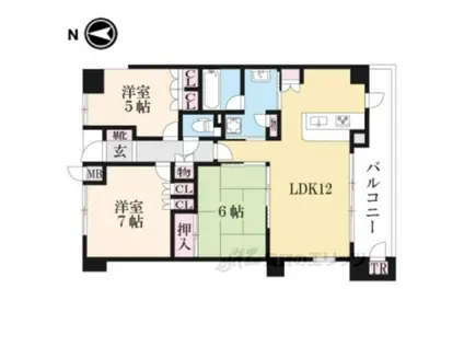 グラン・シティオ宇治大久保308(3LDK/3階)の間取り写真