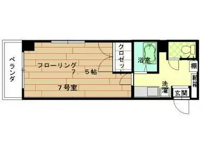 ハッピネス大濠(1K/4階)の間取り写真