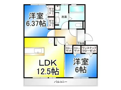 バン・ド・ソレイユ(2LDK/3階)の間取り写真