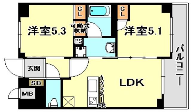 エステムプラザ神戸西IVインフィニティ(2DK/2階)の間取り写真
