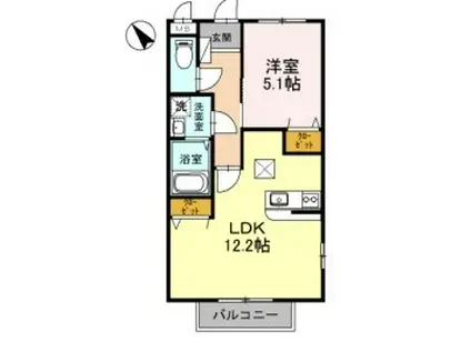レオントポディウムII番館(1LDK/1階)の間取り写真