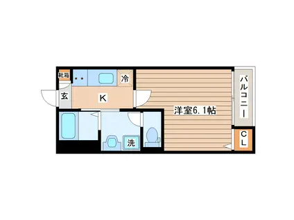 グランイーズ長町(1K/1階)の間取り写真