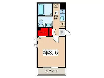 YST仲宿(1K/1階)の間取り写真