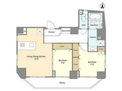 ザコトー新中野(2LDK/6階)の間取り写真