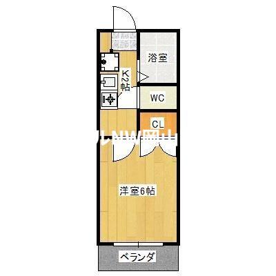 エトワール津高(1K/4階)の間取り写真