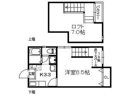 ポラリスヤナセ I(1K/1階)の間取り写真
