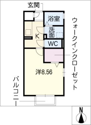 VIEW COURT V(1K/1階)の間取り写真