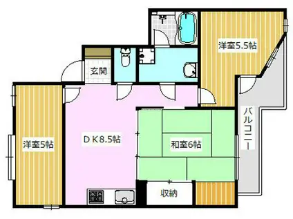 ドムス西高槻(3DK/2階)の間取り写真