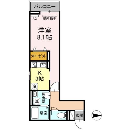 セジュール菜々彩(1K/3階)の間取り写真
