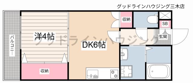 ドミール王子(1DK/3階)の間取り写真