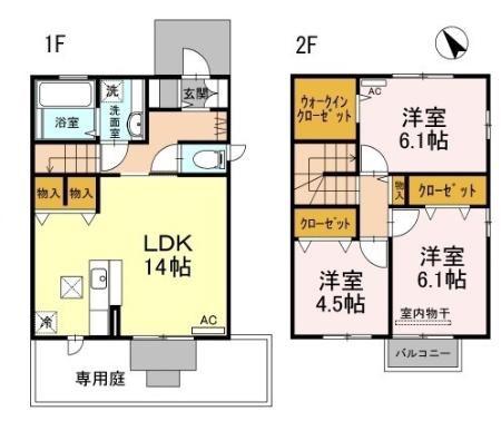 エヴァーグリーンヒルズ(3LDK/1階)の間取り写真