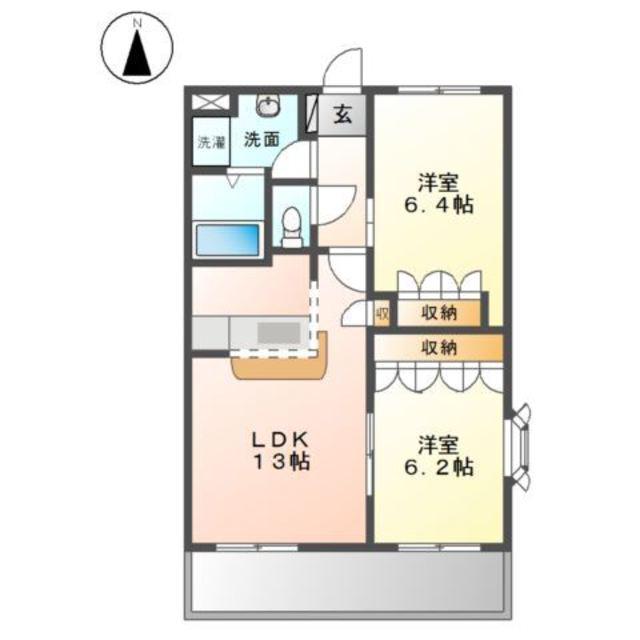 パステルヒルズ(2LDK/2階)の間取り写真