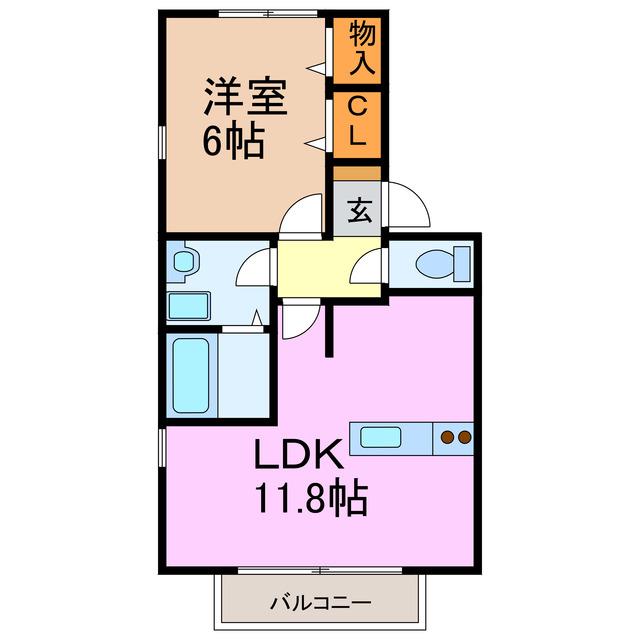 ホワイトステージA・B(1LDK/2階)の間取り写真