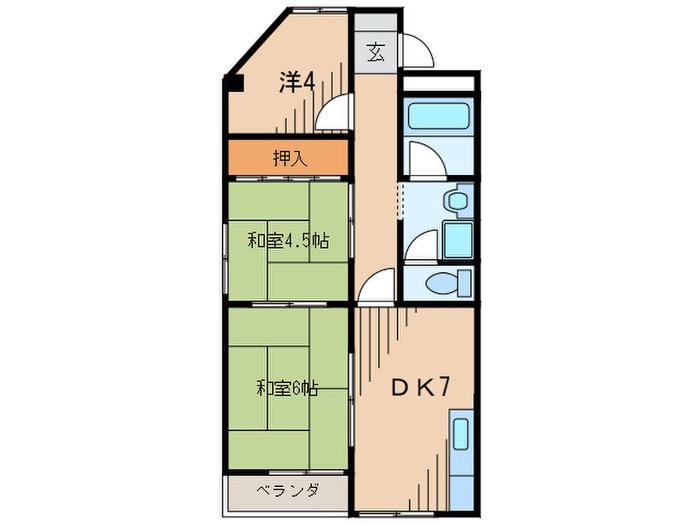 南武マンション(3DK/2階)の間取り写真